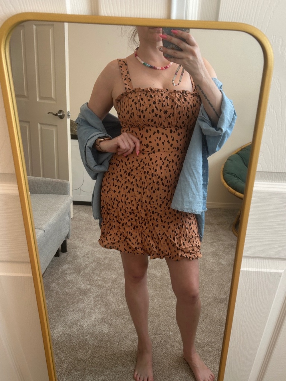 Animal Print Sun Dress Mini summer Leopard Print size Small